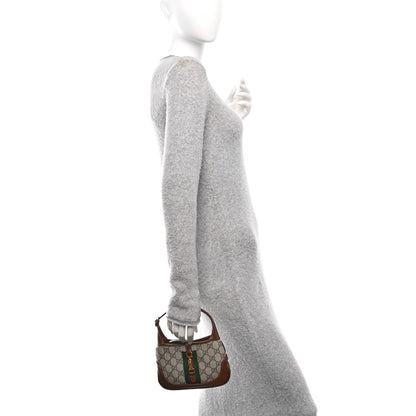 Gucci GG Supreme Monogram Azalea Calfskin Web Mini Jackie 1961 Hobo Beige Ebony Brown Sugar 2 of 10