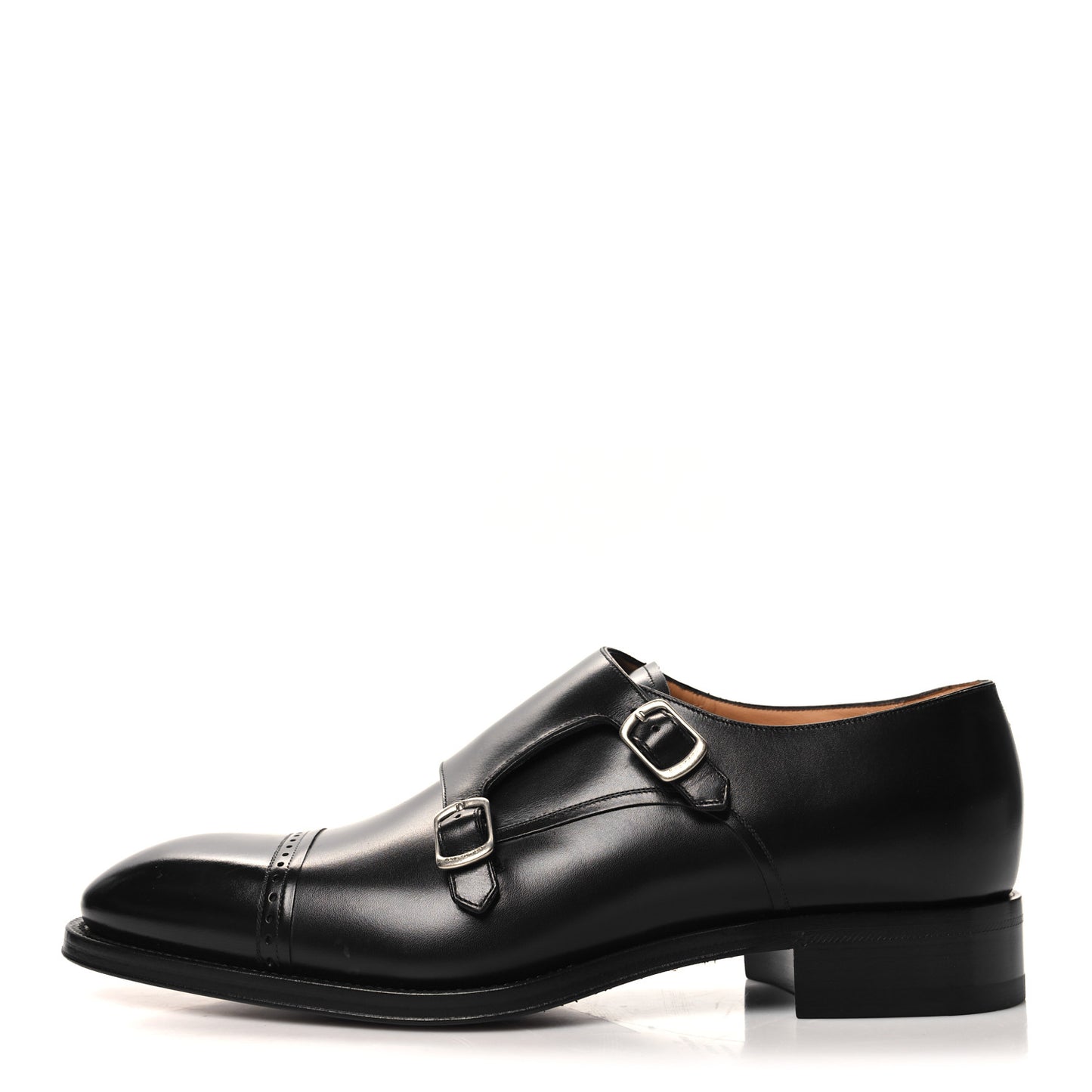 Calfskin Mens Monkstrap Loafers 9.5 Black