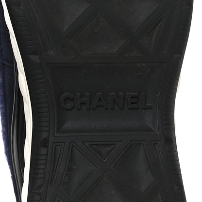 Chanel Fabric Suede Calfskin CC Sneakers 41 Blue Black Purple 7 of 9
