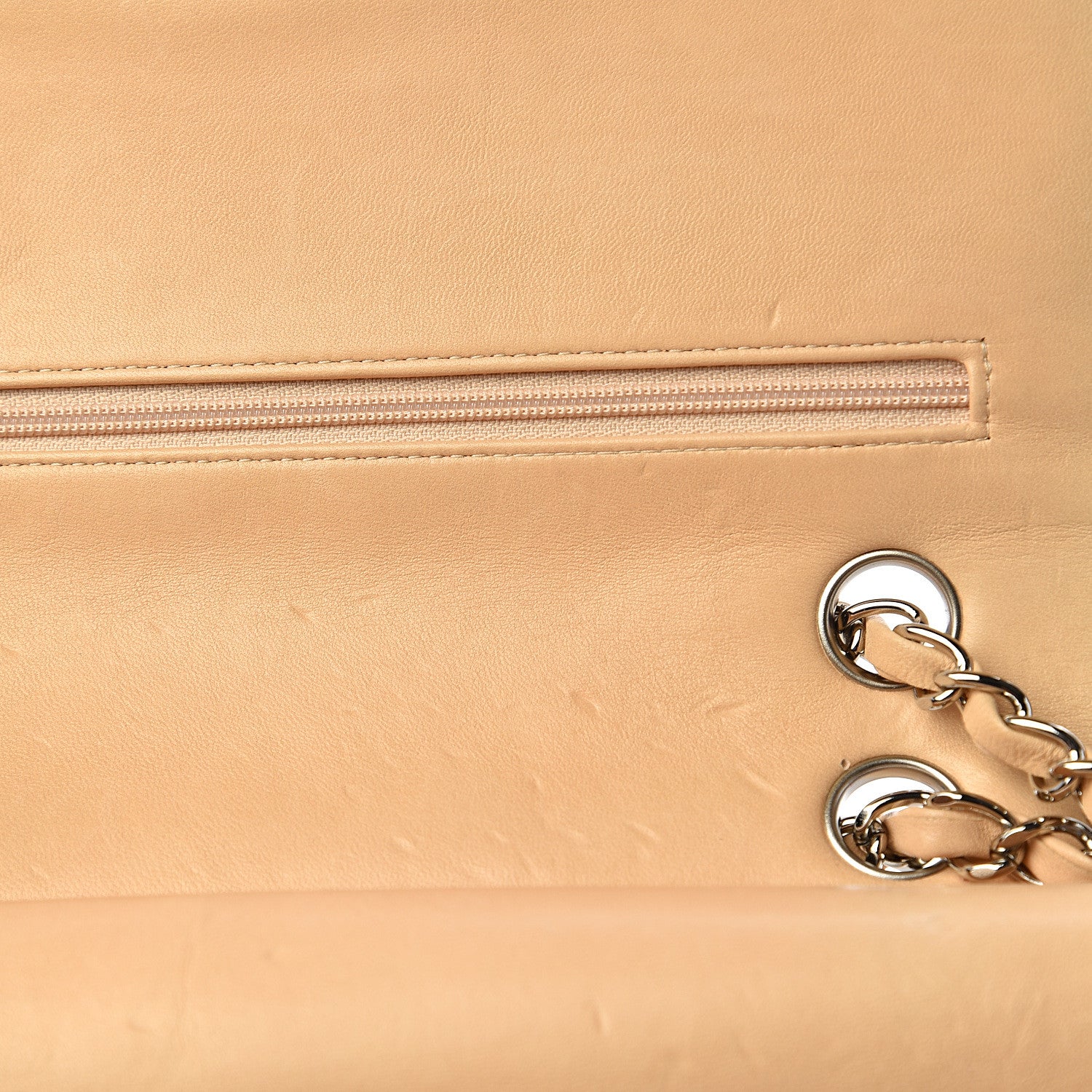 Chanel Lambskin Quilted Medium Double Flap Beige Clair 8 of 14