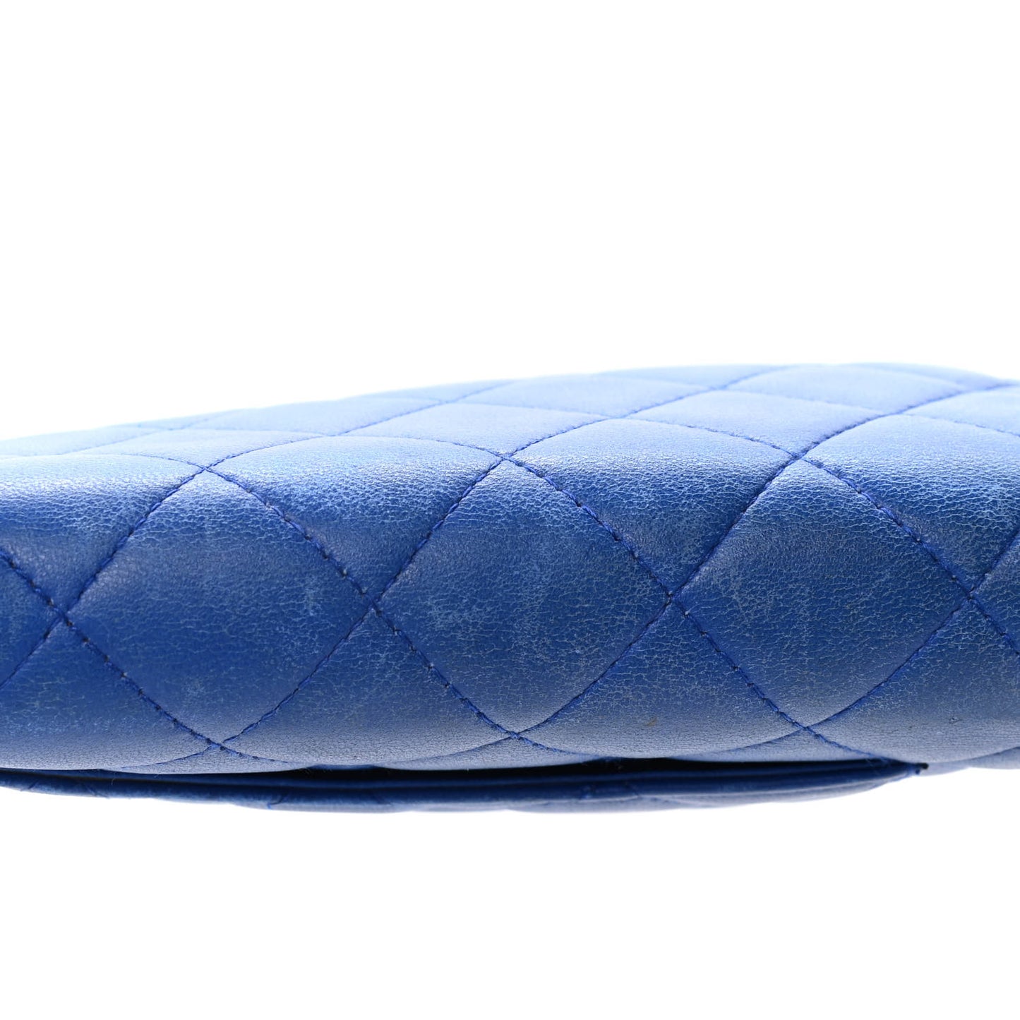 Lambskin Quilted Wallet On Chain WOC Blue