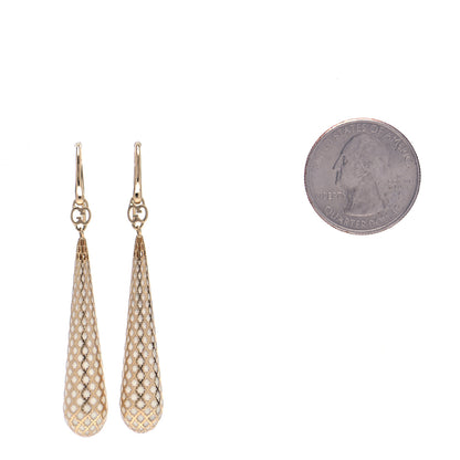 Gucci 18K Yellow Gold Enamel Diamantissima Drop Earrings White 2 of 5