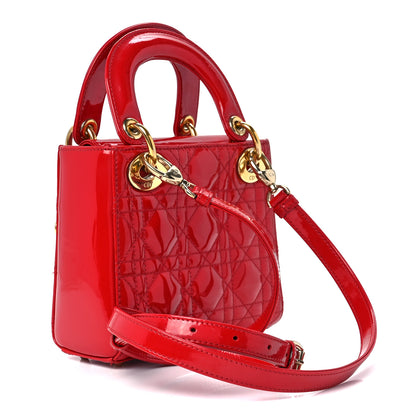 Christian Dior Patent Cannage Mini Lady Dior Red 3 of 10