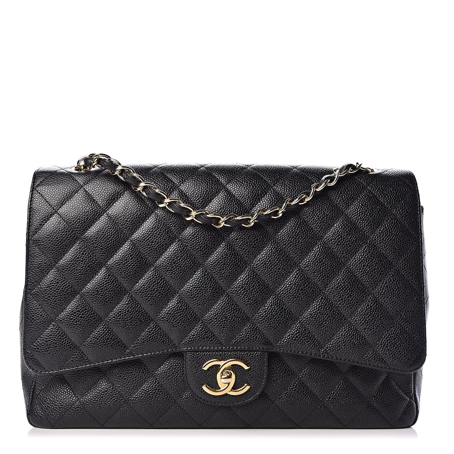 Caviar Quilted Maxi Double Flap Black