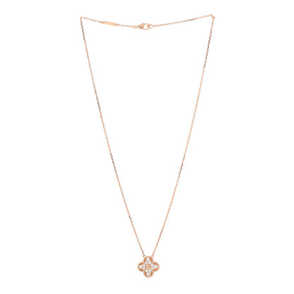 Van Cleef & Arpels 18K Rose Gold Diamond Vintage Alhambra Pendant Necklace 3 of 7