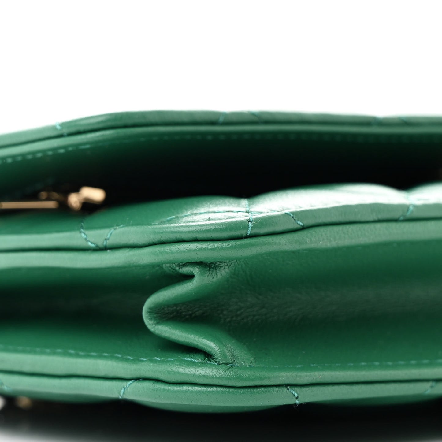Lambskin Quilted Wallet On Chain WOC Green
