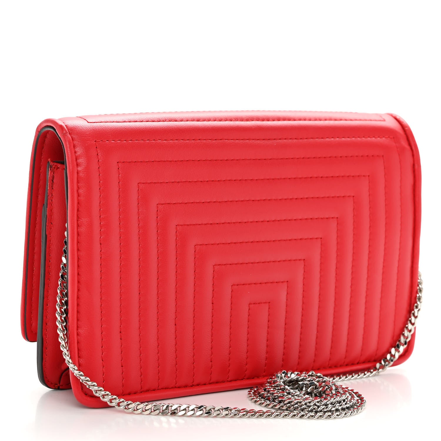 Fendi Shiny Nappa Trapuntata Dotcom Tube Wallet On Chain Rojo 3 of 11