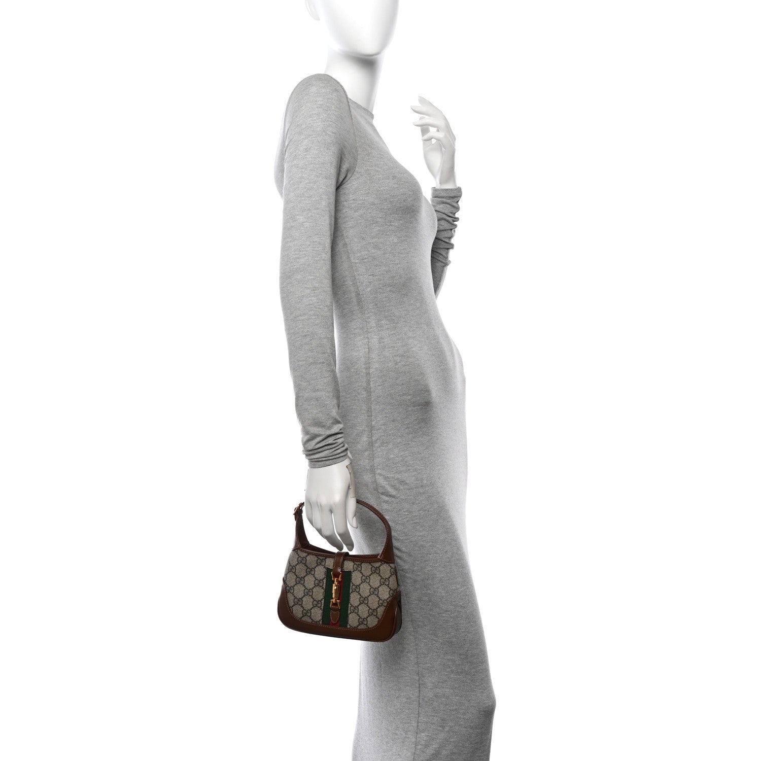Gucci GG Supreme Monogram Azalea Calfskin Web Mini Jackie 1961 Hobo Beige Ebony Brown Sugar 2 of 11