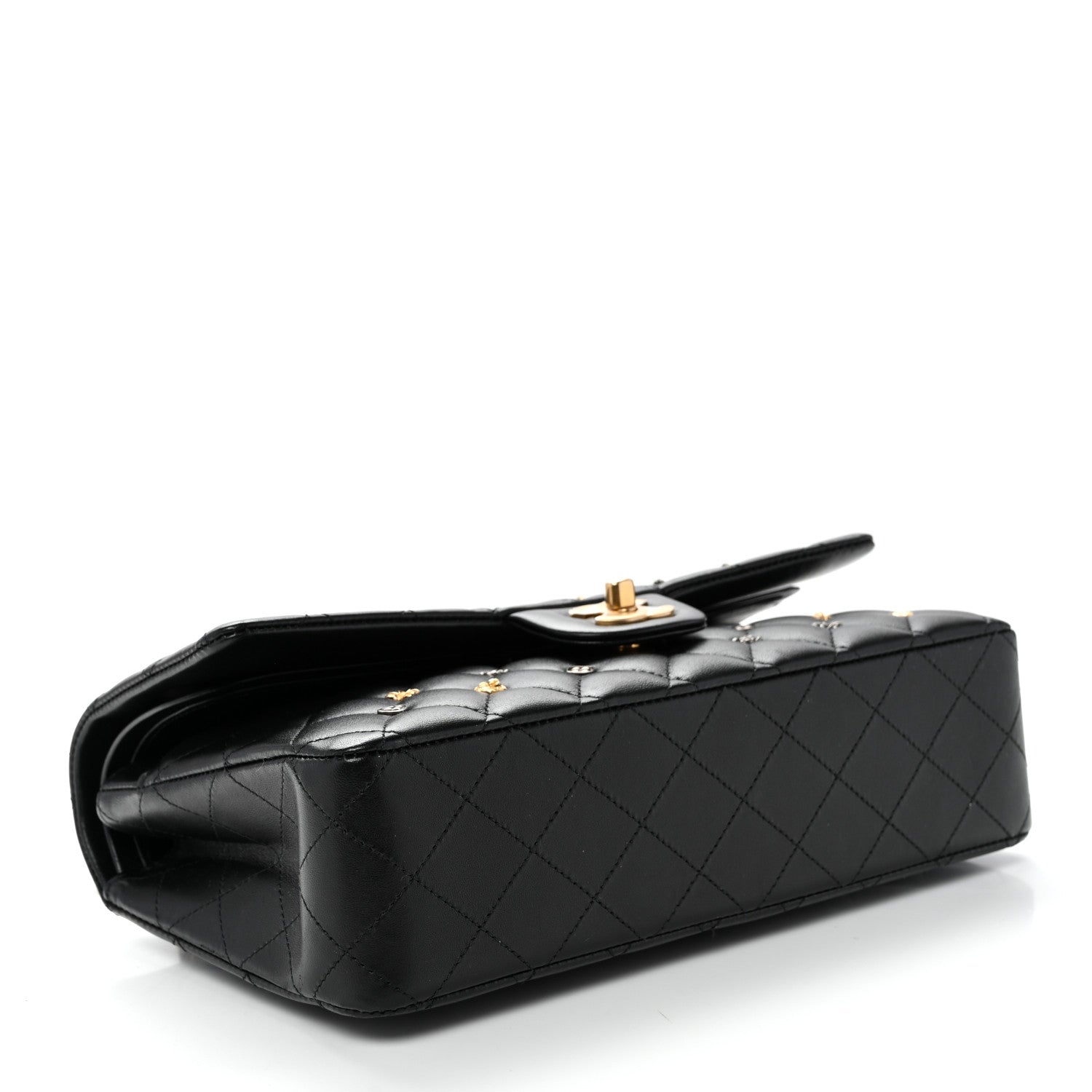 Chanel Lambskin Quilted Studded Medium Double Flap Black 4 of 11