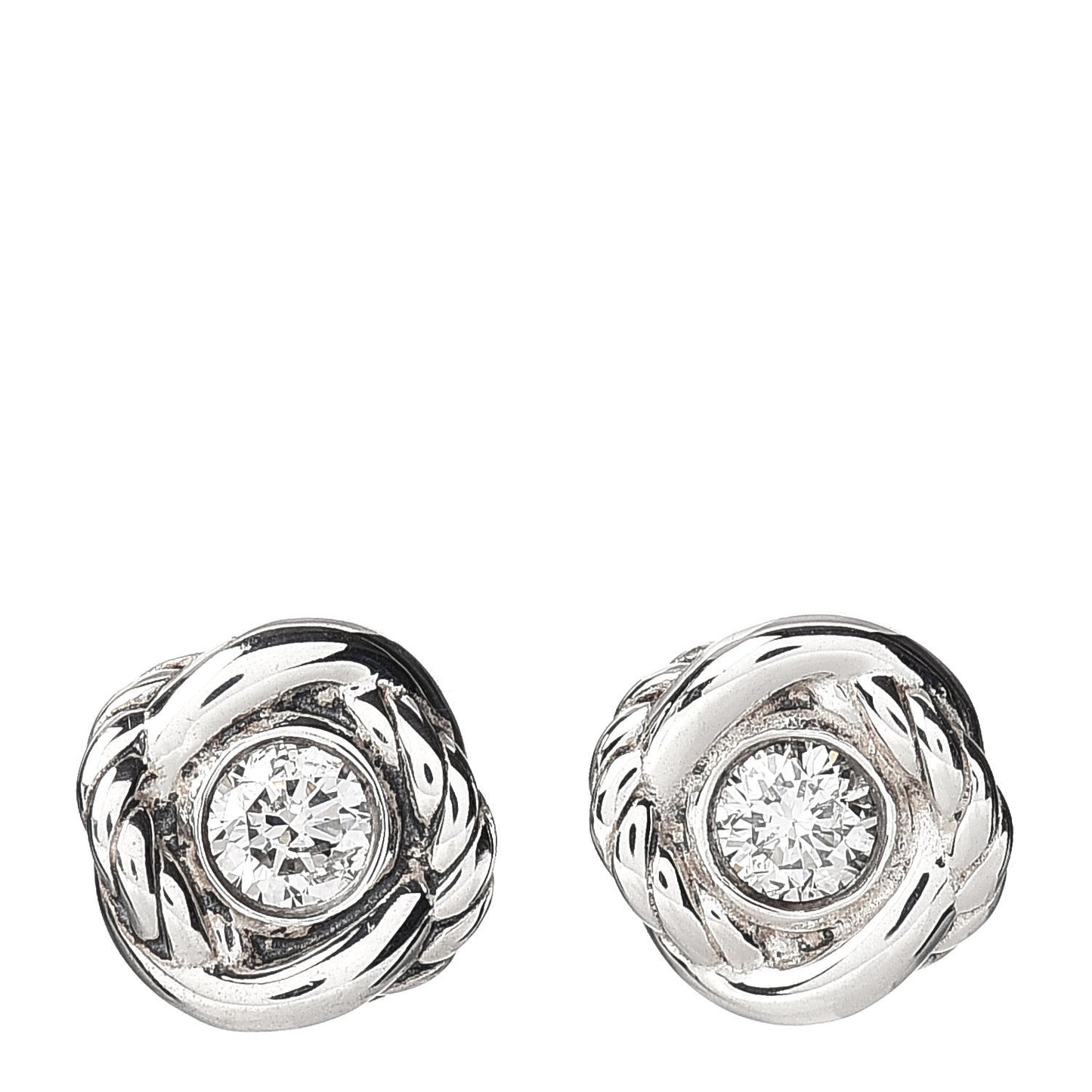 Sterling Silver Diamond 7mm Infinity Stud Earrings