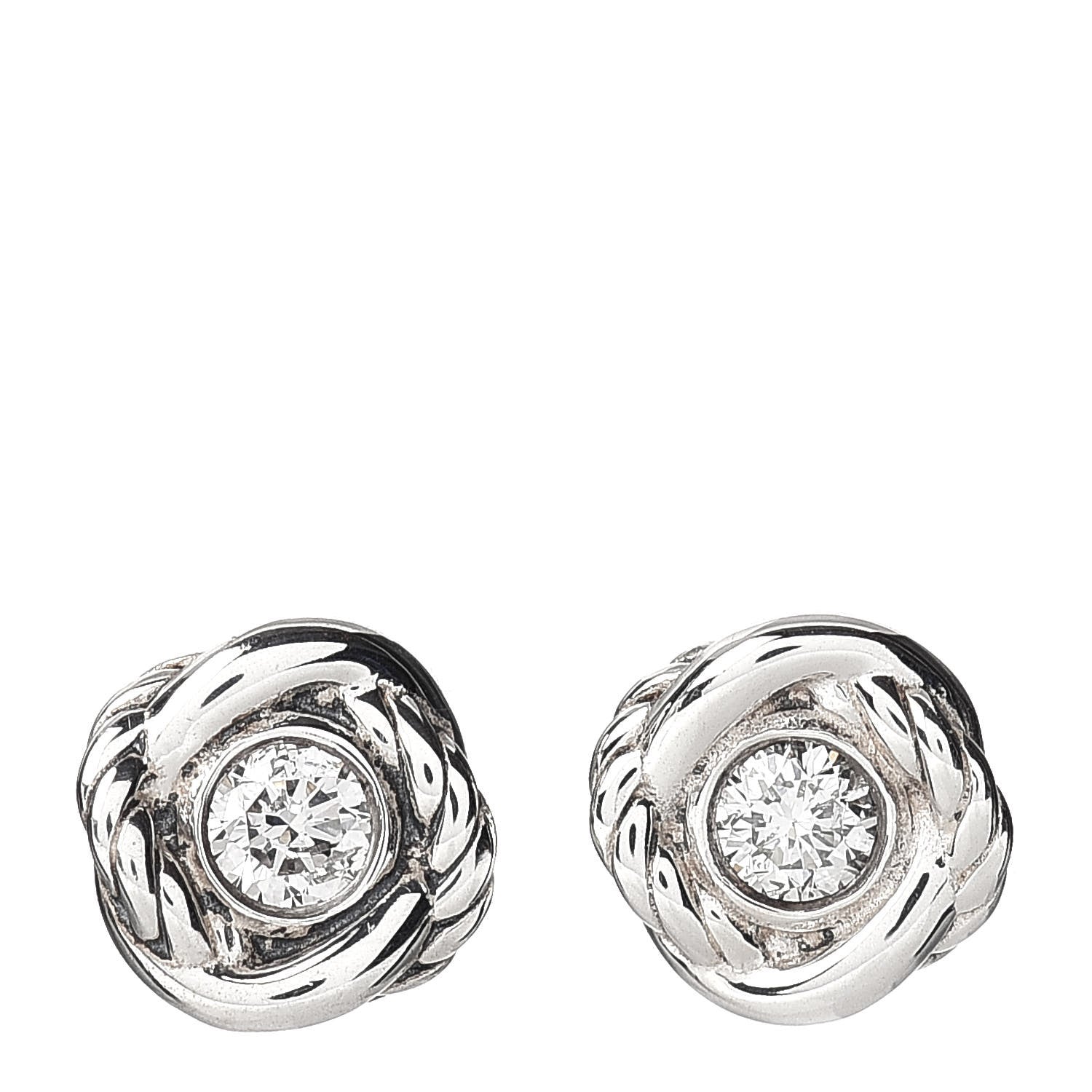 David Yurman Sterling Silver Diamond 7mm Infinity Stud Earrings 1 of 4
