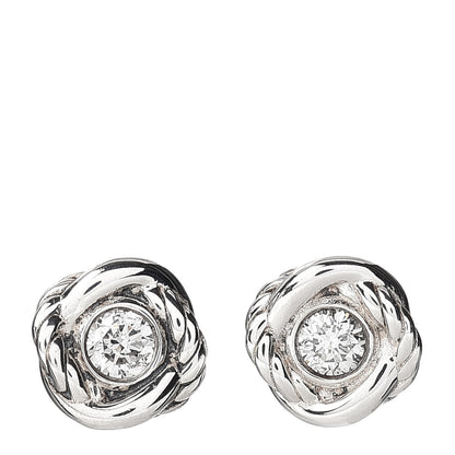 David Yurman Sterling Silver Diamond 7mm Infinity Stud Earrings 1 of 4