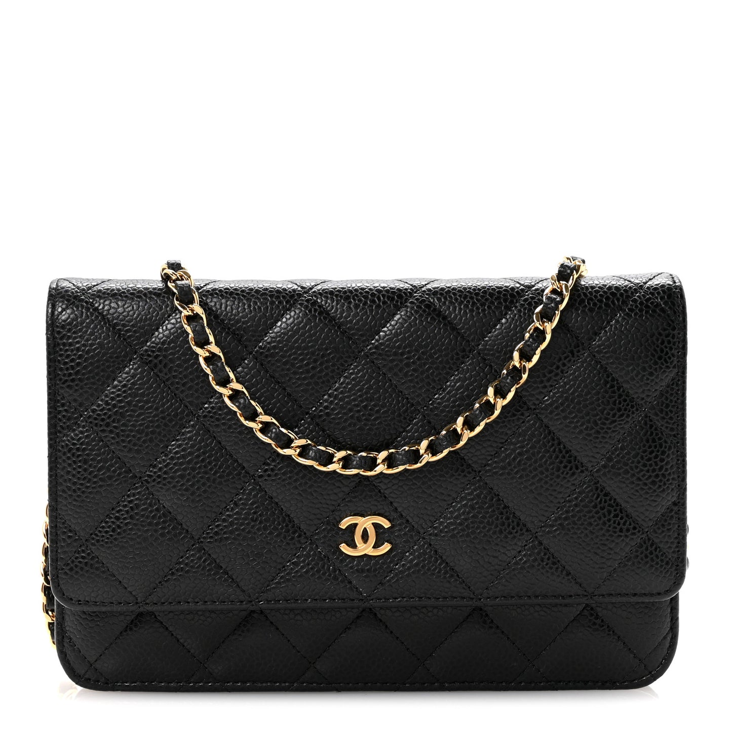 Caviar Quilted Wallet on Chain WOC Black