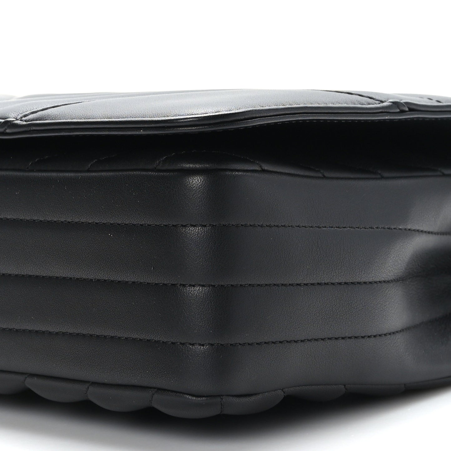 Calfskin Chevron Quilted Large Statement Flap Black