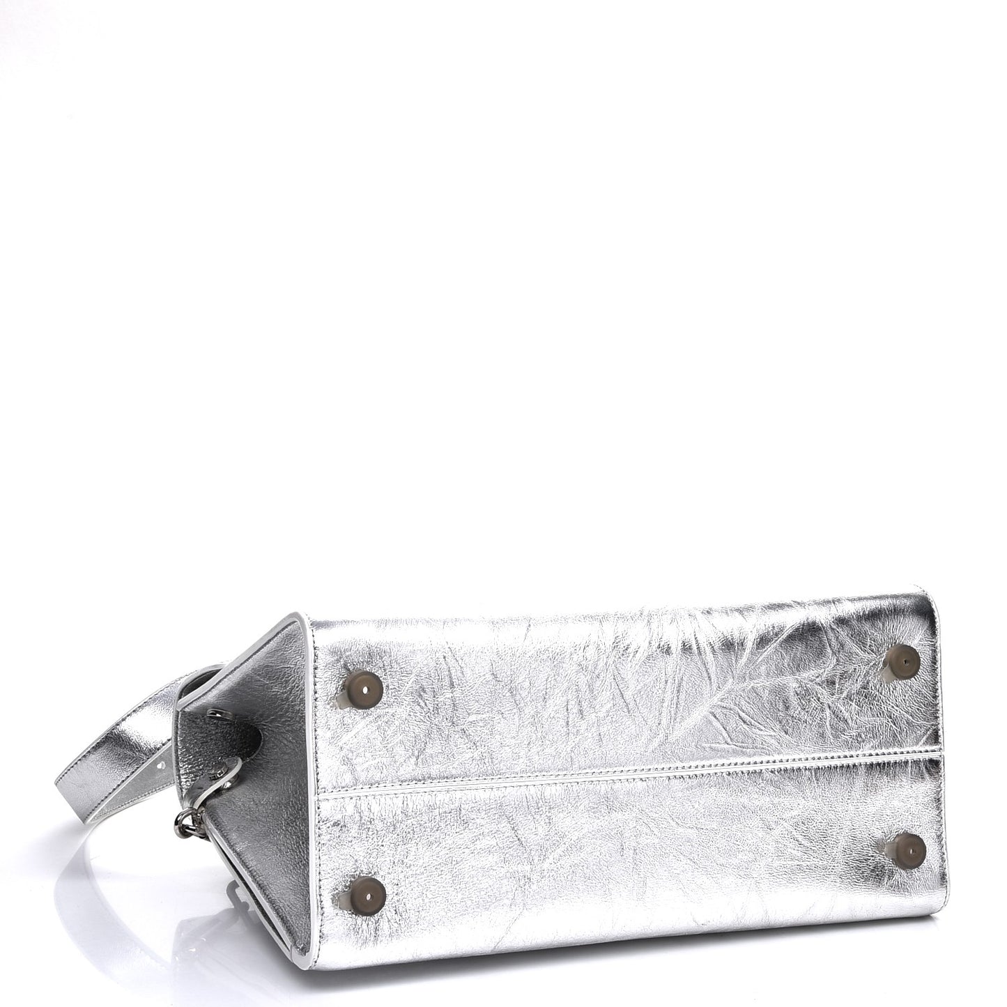 Metallic Calfskin Medium Diorever Flap Silver