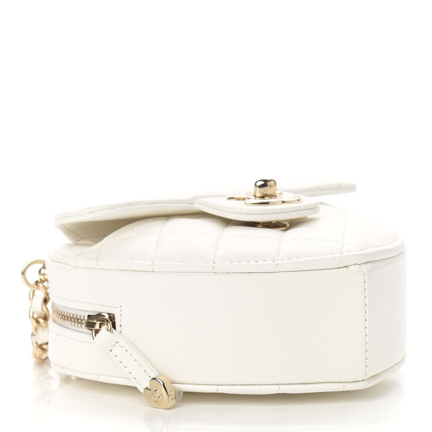 Chanel Lambskin Quilted CC In Love Heart Clutch With Chain White 4 of 11