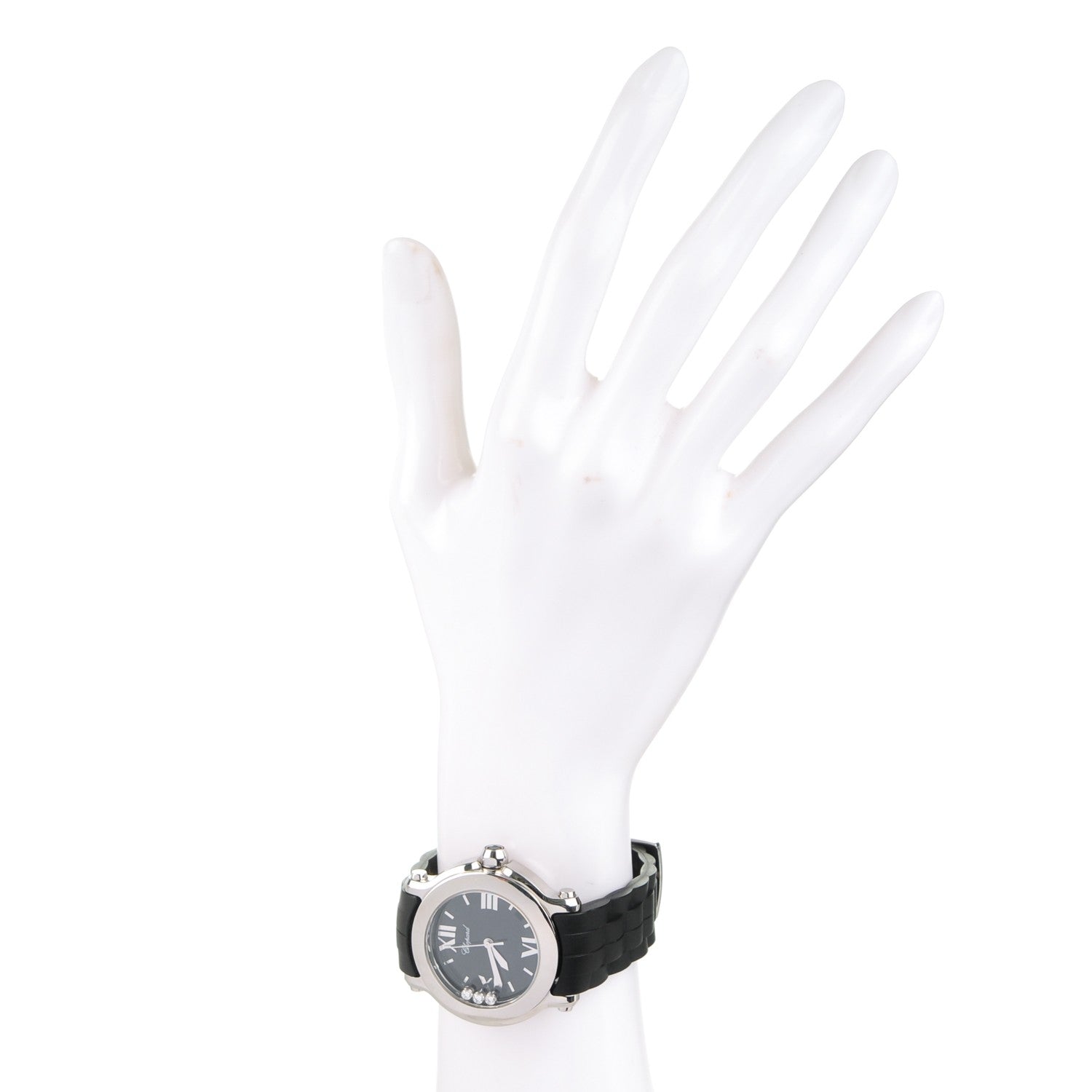 Chopard Stainless Steel Rubber 3 Diamond 36mm Happy Sport Quartz Watch Black 2 of 12