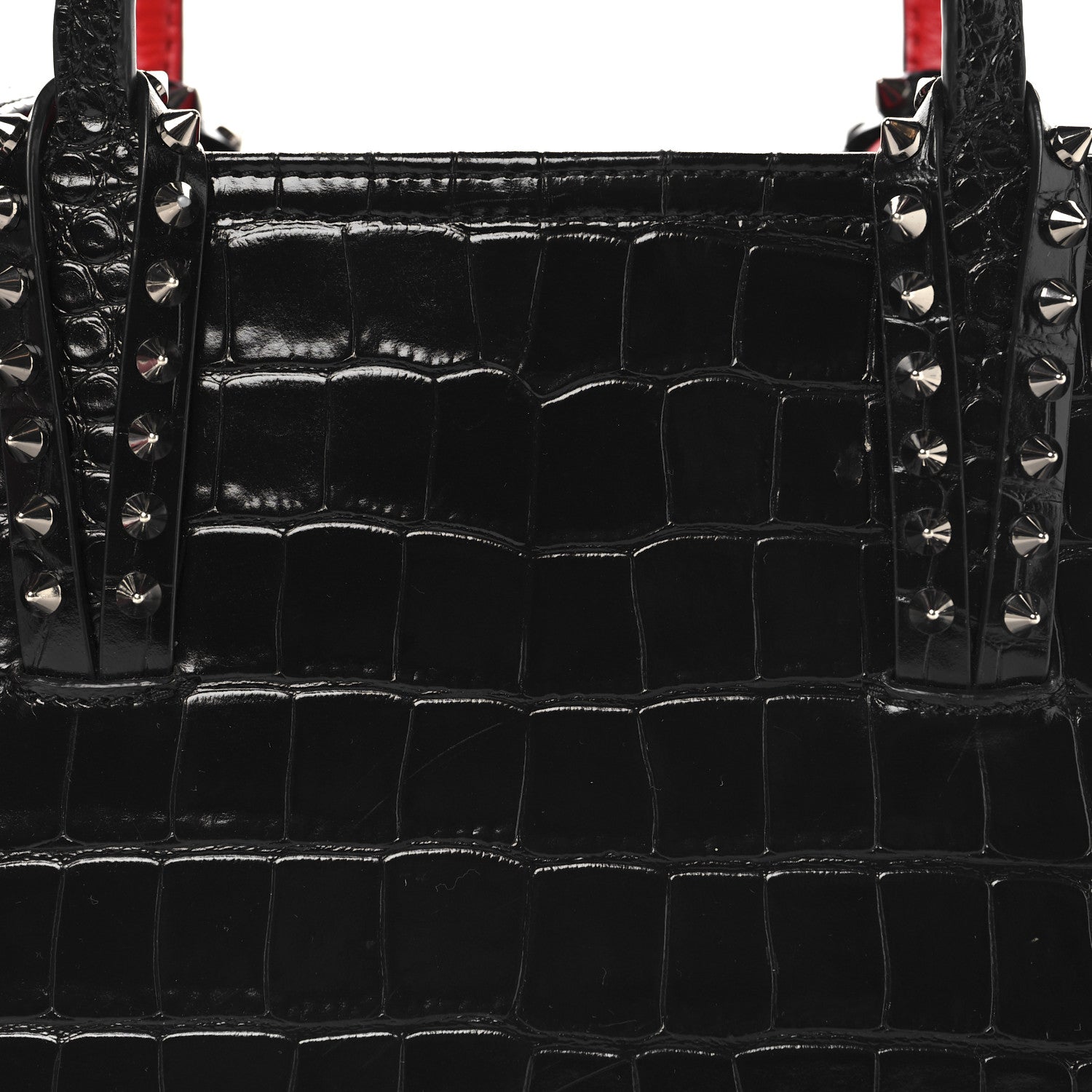 Christian Louboutin Calfskin Crocodile Embossed Mini East West Cabata Tote Black 8 of 10