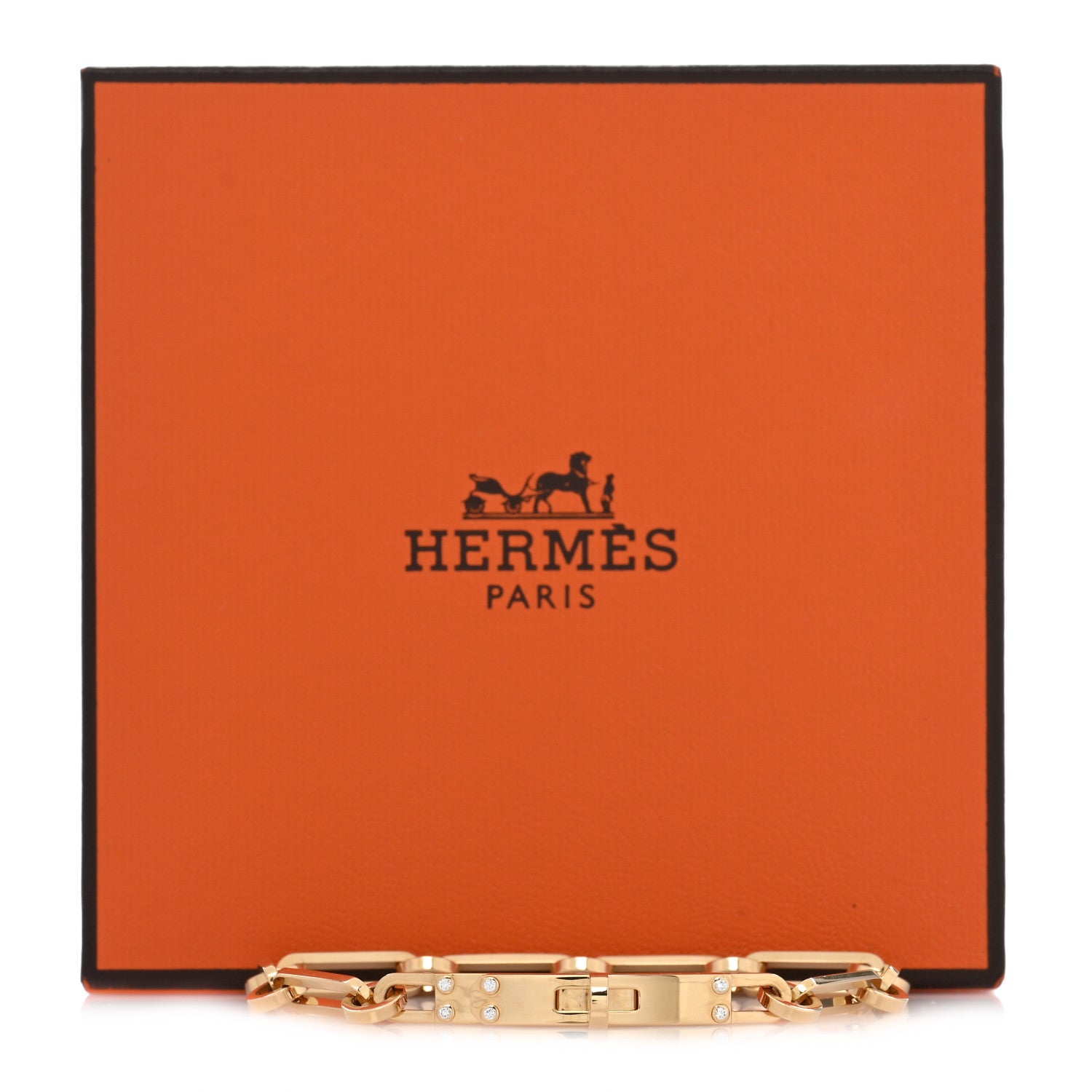 Hermes 18K Yellow Gold Diamond PM Kelly Chaine Bracelet XS 4 of 4