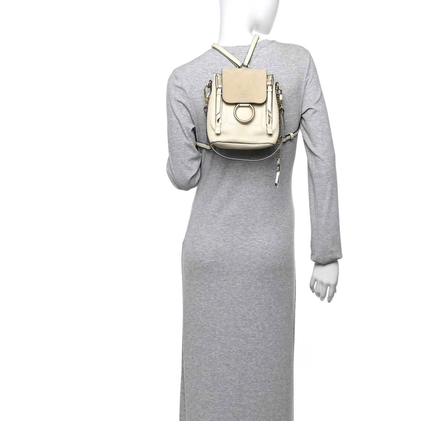 Suede Calfskin Mini Faye Backpack Off White