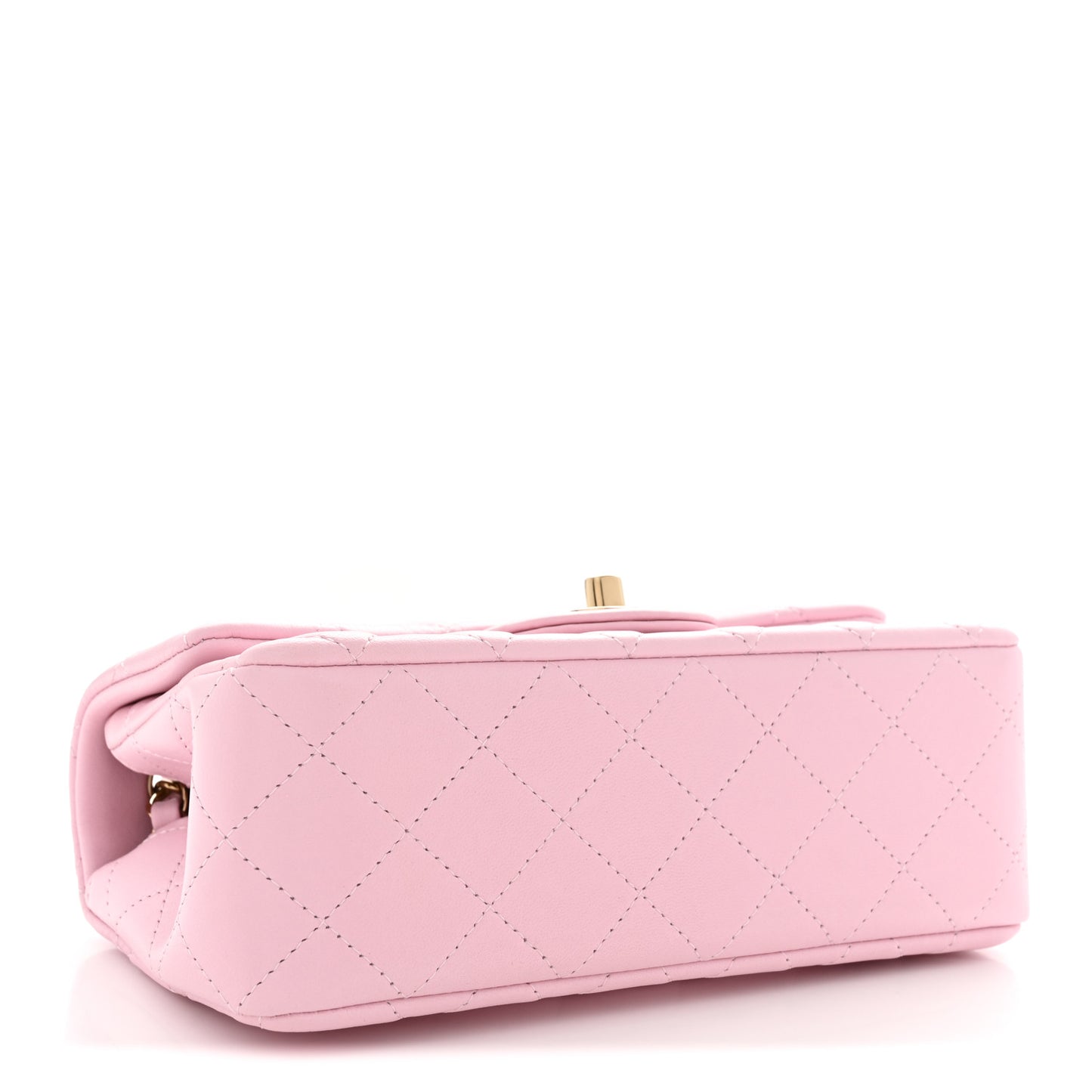 Lambskin Quilted Mini Rectangular Flap Light Pink