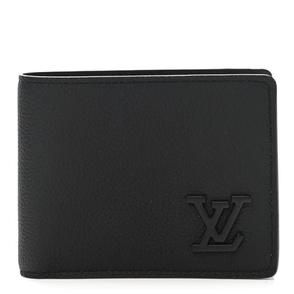 Louis Vuitton Grained Calfskin Aerogram Multiple Wallet Black 1 of 7