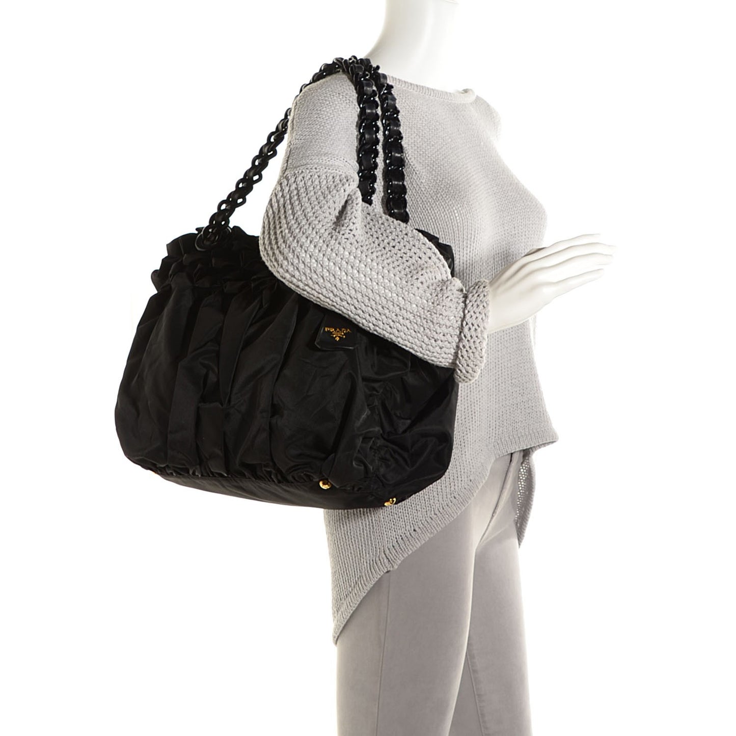 Tessuto Nylon Origami Pleated Tote Black