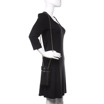 Chanel Caviar Quilted Phone Holder With Chain Black 2 of 10