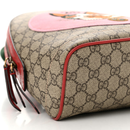 Gucci GG Supreme Monogram Web Bosco Patch Dome Backpack Beige Malva Hibiscus Red 9 of 12