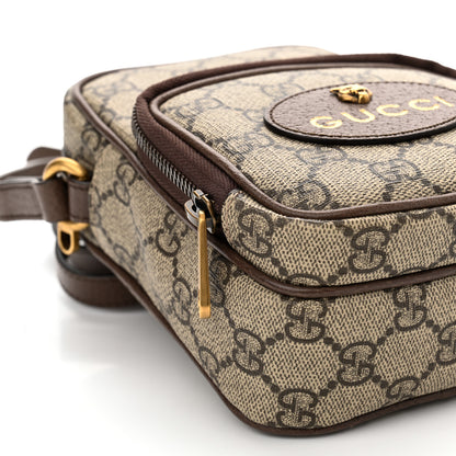Gucci GG Supreme Monogram Mini Neo Vintage Double Zip Messenger Bag Beige New Acero Crop 9 of 10