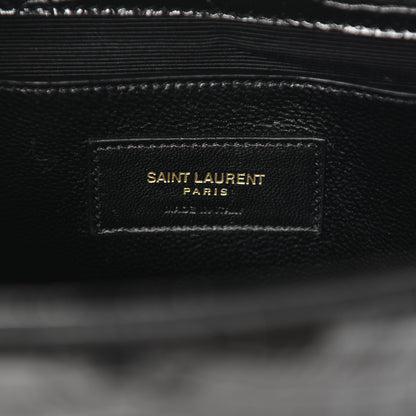 Saint Laurent Calfskin Crocodile Embossed Medium Classic Monogram Kate Tassel Satchel Black 7 of 8