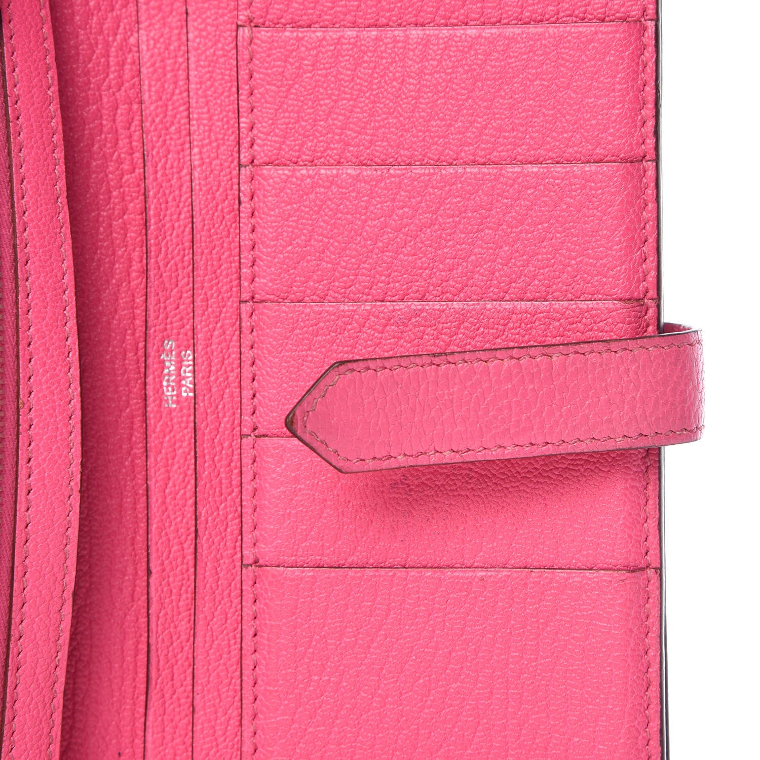 Hermes Chevre Mysore Bi-Color Bearn Gusset Wallet Etoupe Rose Shocking 10 of 14