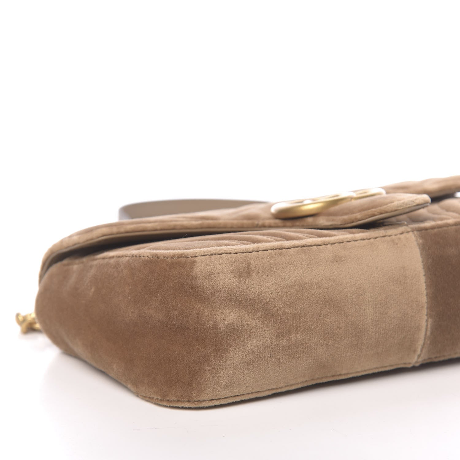 Gucci Velvet Matelasse Small GG Marmont Shoulder Bag Taupe 9 of 10