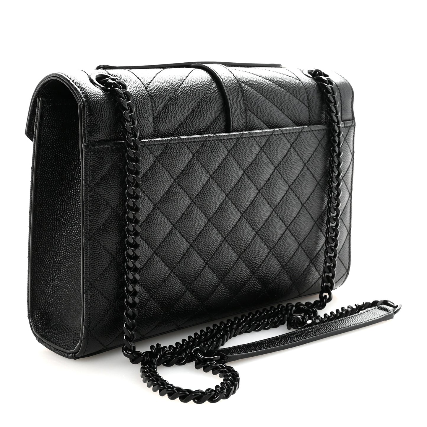 Grain De Poudre Textured Mixed Matelasse Triquilt Medium Monogram Monochrome Satchel Black