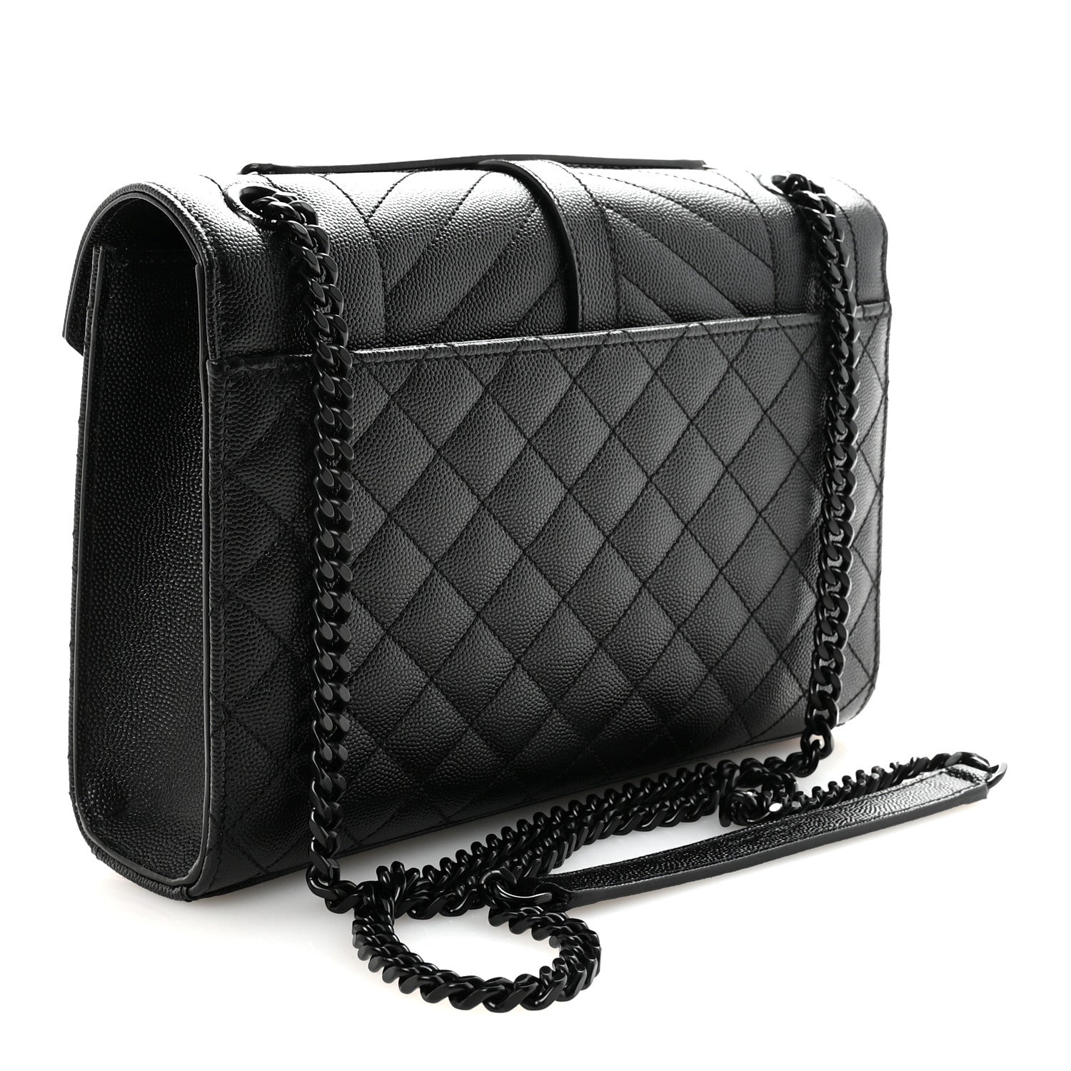 Saint Laurent Grain De Poudre Textured Mixed Matelasse Triquilt Medium Monogram Monochrome Satchel Black 3 of 10