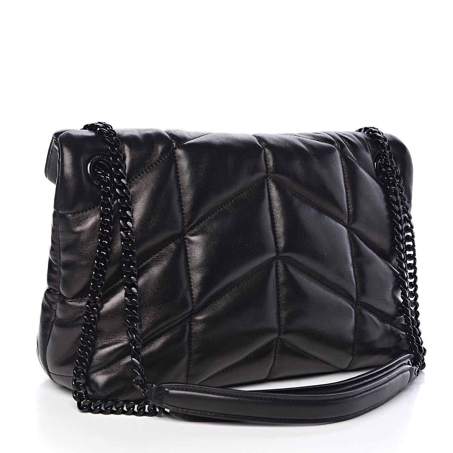 Saint Laurent Lambskin Quilted Small Loulou Puffer Monogram Chain Satchel Black 3 of 11