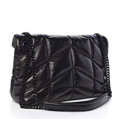 Saint Laurent Lambskin Quilted Small Loulou Puffer Monogram Chain Satchel Black 3 of 11