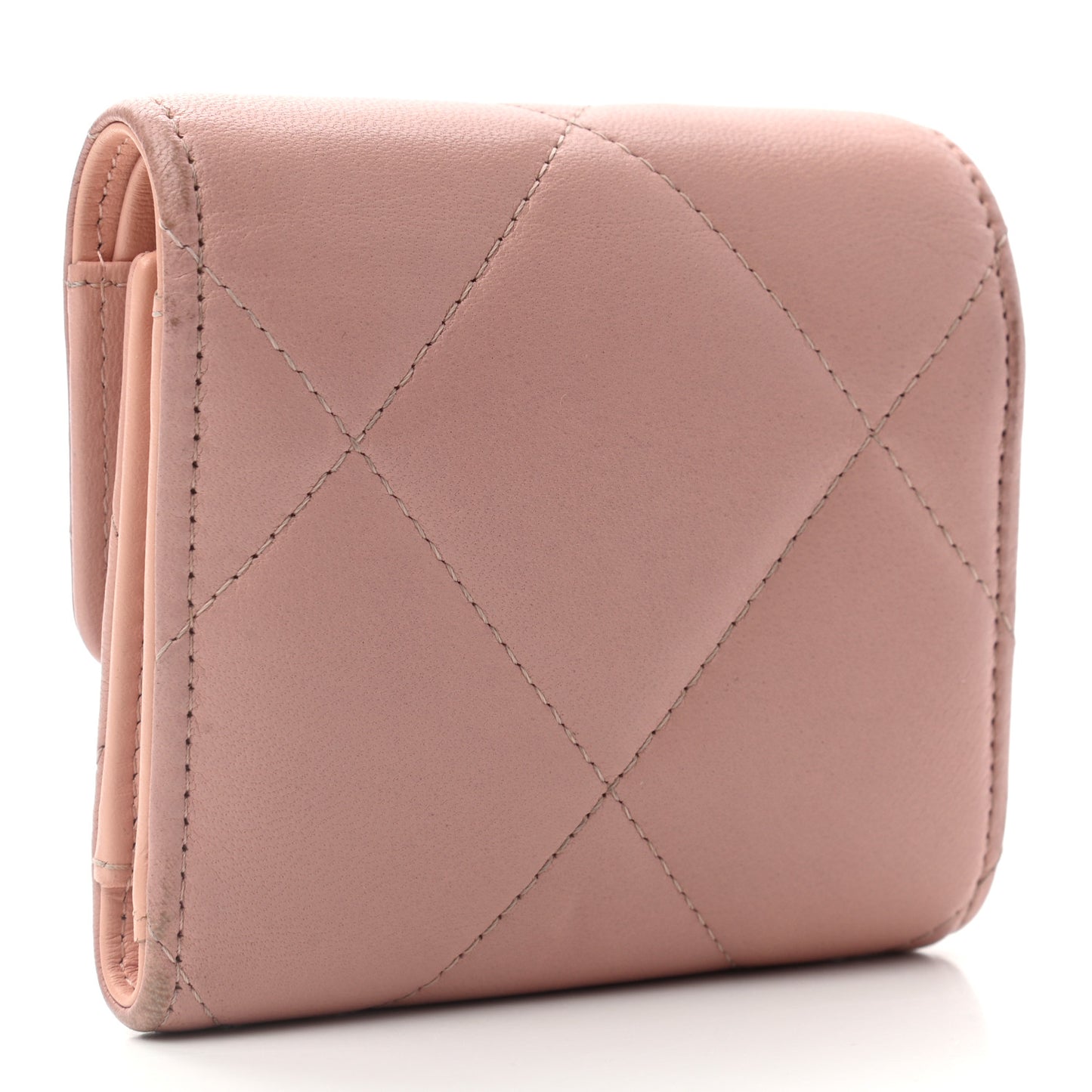 Quilted Chanel 19 Small Flap Wallet Beige