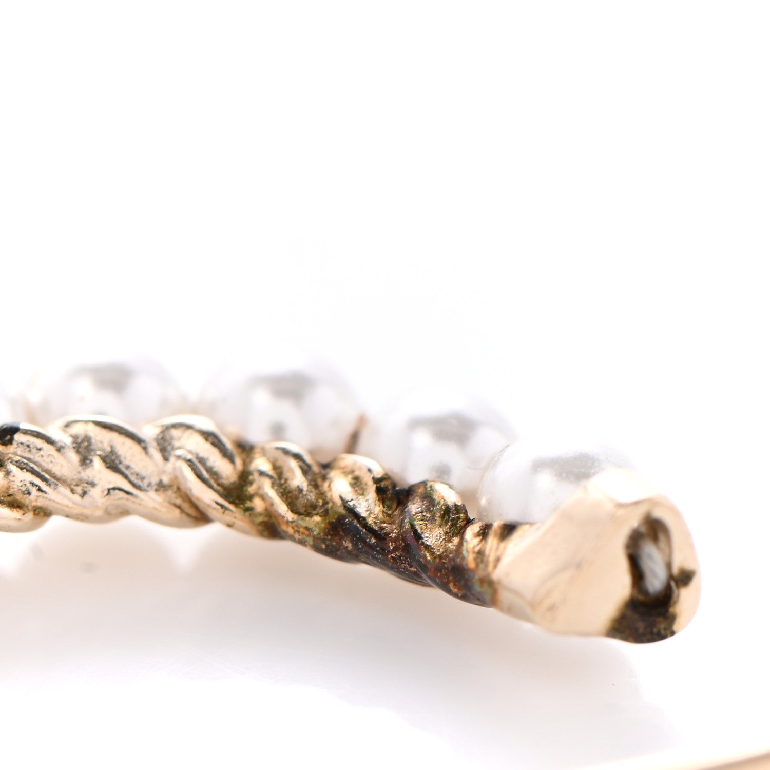 Chanel Pearl Charms CC Hoop Earrings Gold 7 of 11