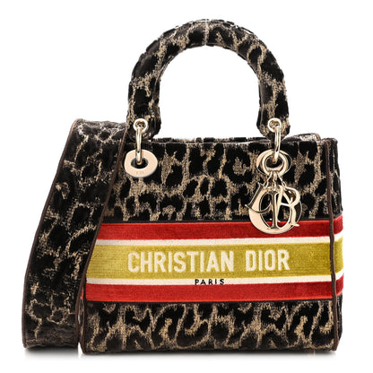 Christian Dior Velvet Mizza Embroidered Medium Lady D-Lite Beige Multicolor 1 of 9