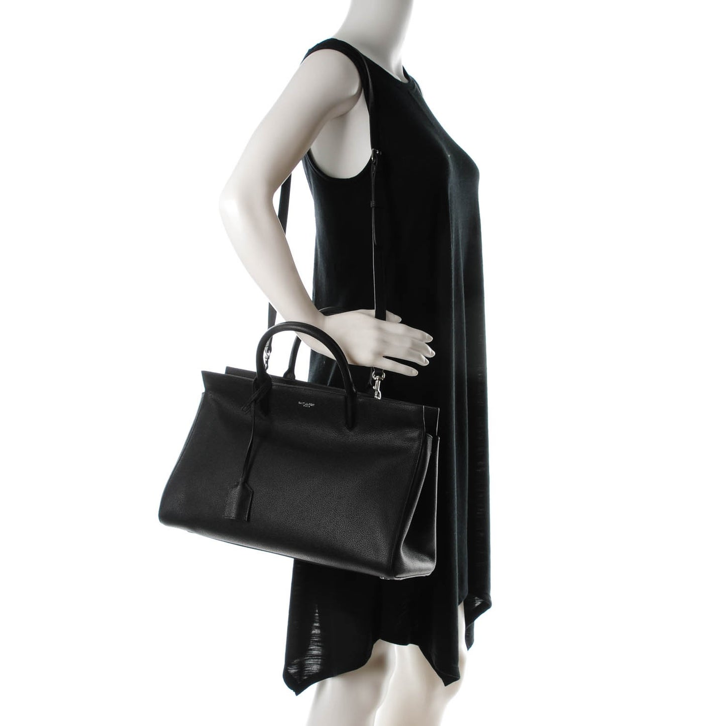 Grained Calfskin Medium Cabas Rive Gauche Black
