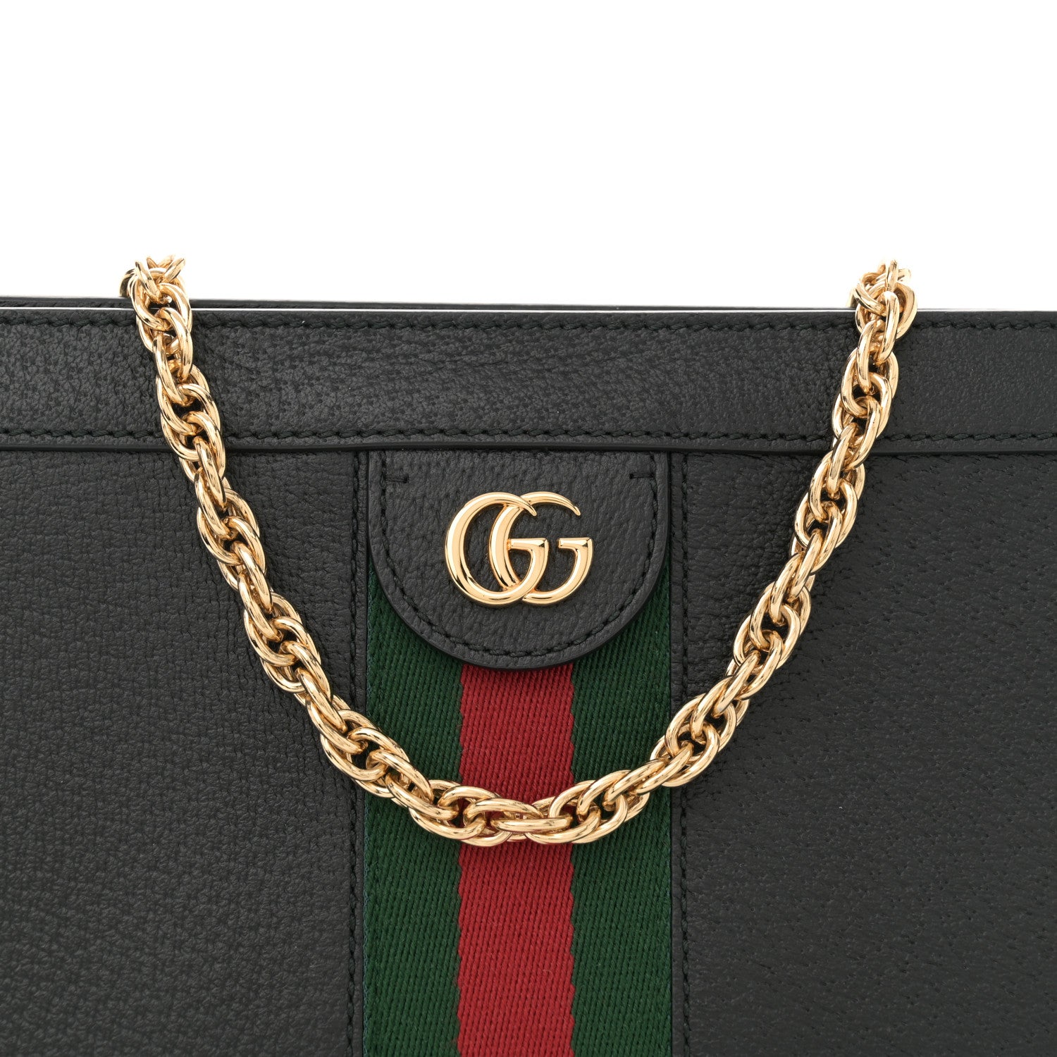 Gucci Calfskin GG Web Small Ophidia Chain Shoulder Bag Black 8 of 10