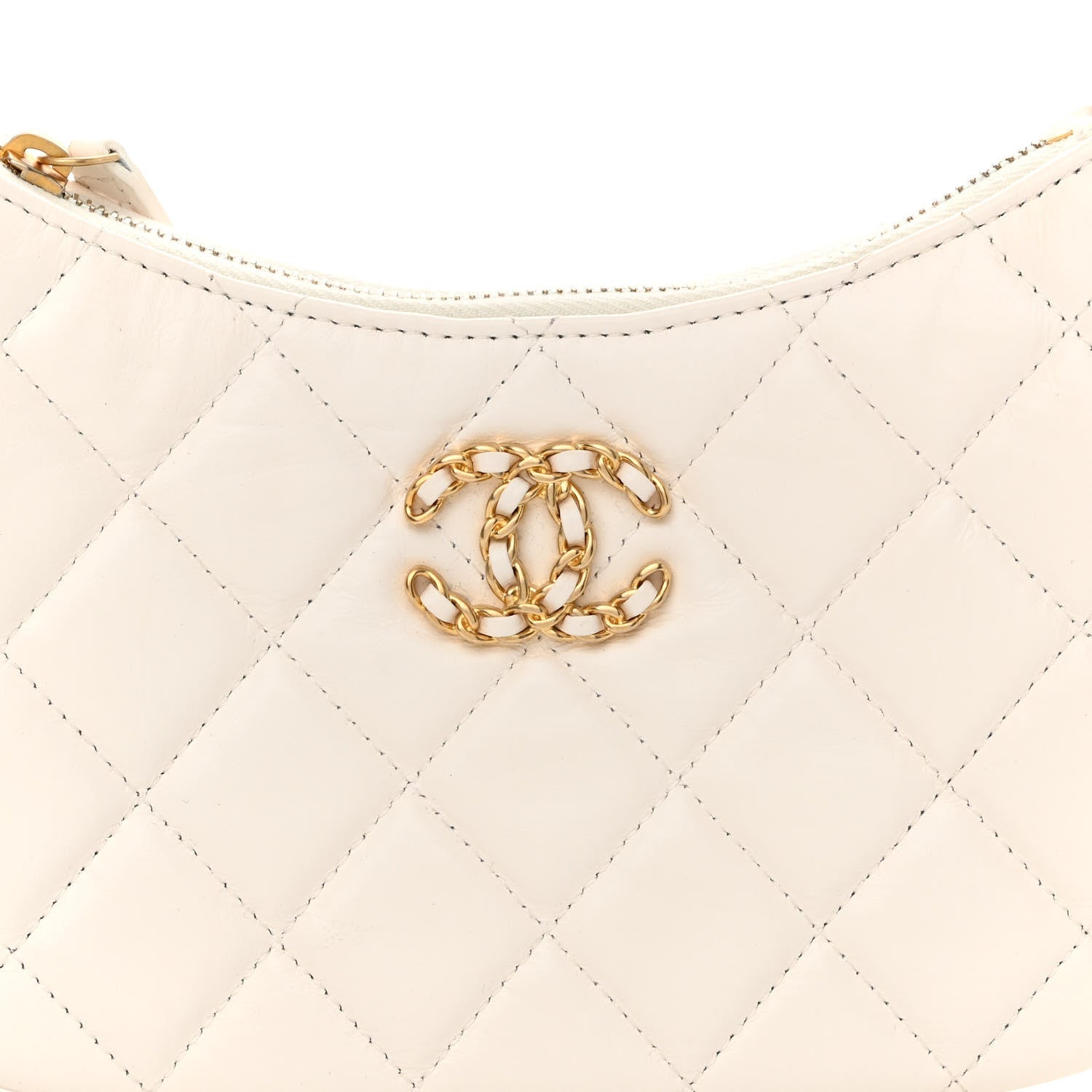 Chanel Crumpled Calfskin Quilted Braided CC Small Hobo White 8 of 13