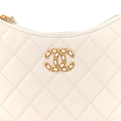 Chanel Crumpled Calfskin Quilted Braided CC Small Hobo White 8 of 13