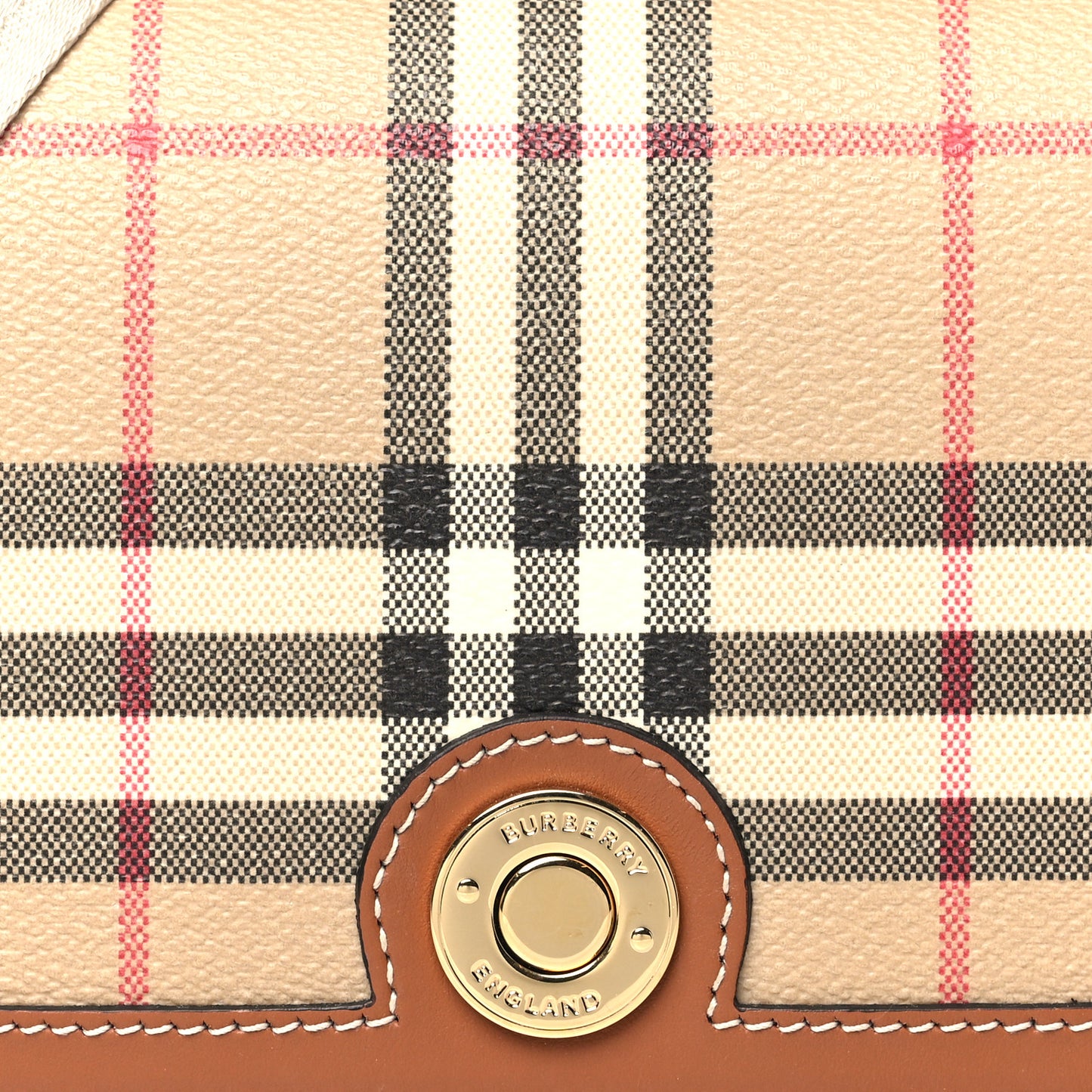 Coated Canvas Calfskin Vintage Check Small Note Crossbody Bag Briar Brown