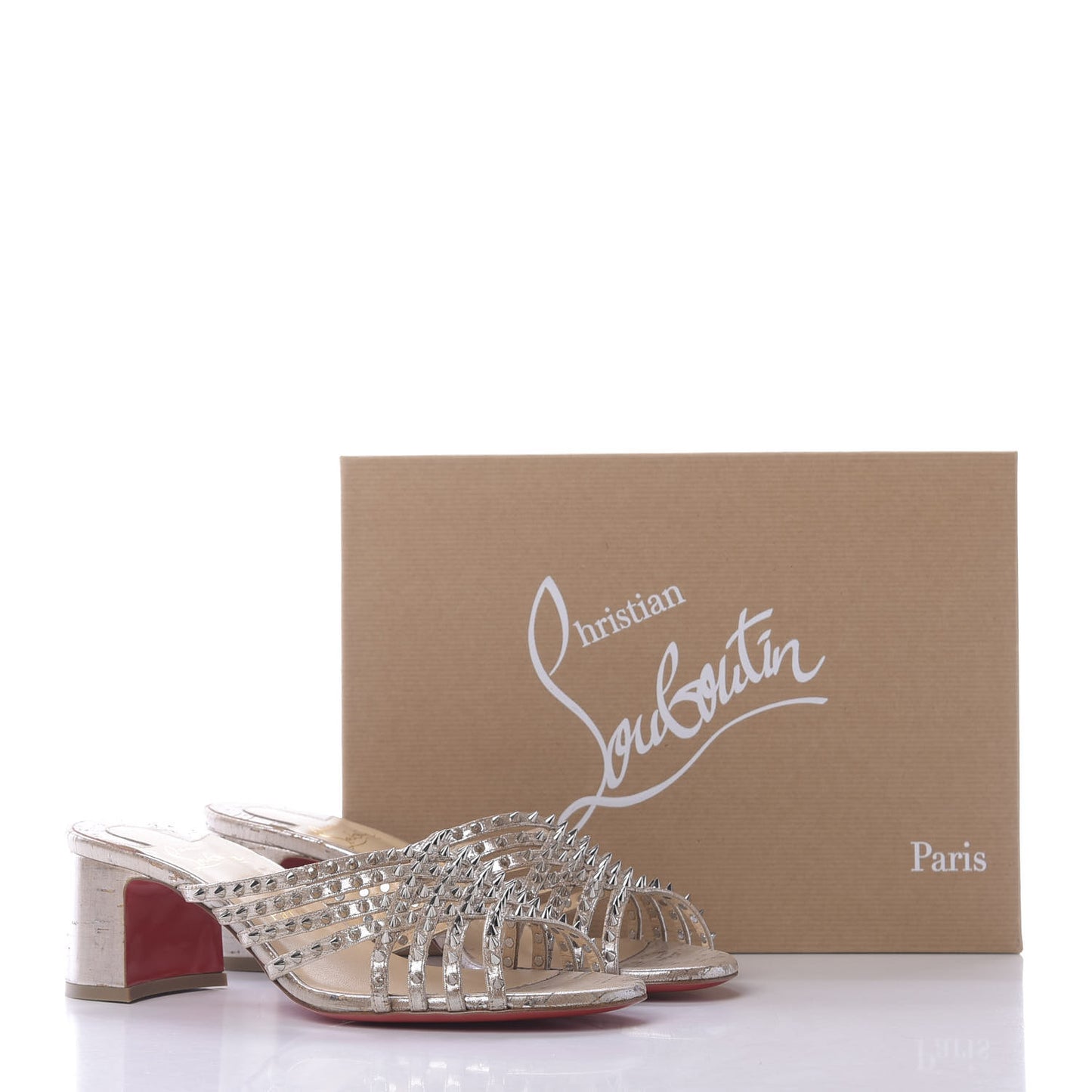 Liege Pepite Marthaspike 55 Slide Sandals 40 Gold Silver