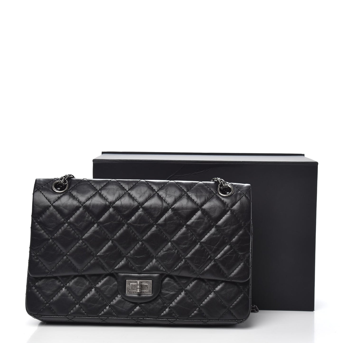 Aged Calfskin Quilted 2.55 Reissue 226 Flap Black