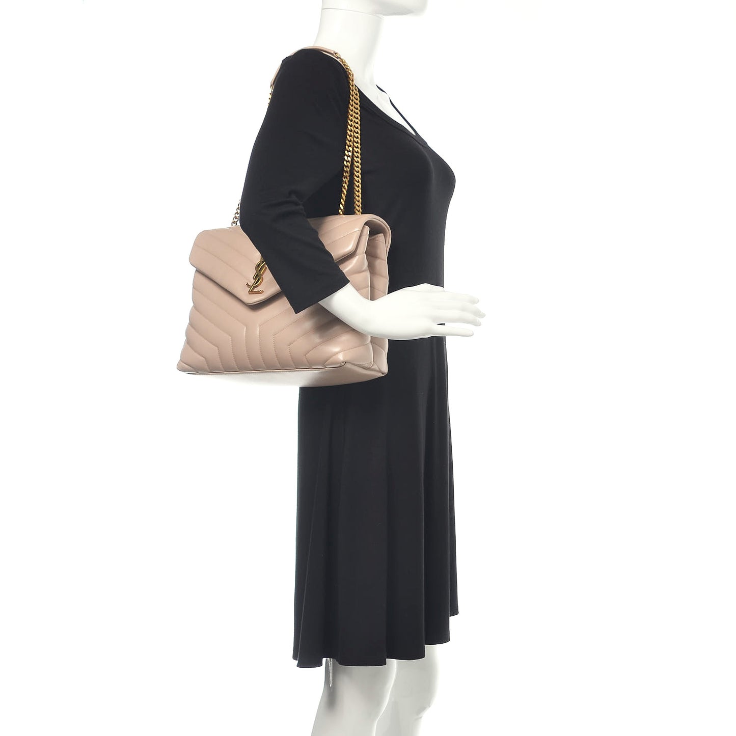 Calfskin Y Quilted Monogram Medium Loulou Chain Satchel Light Natural