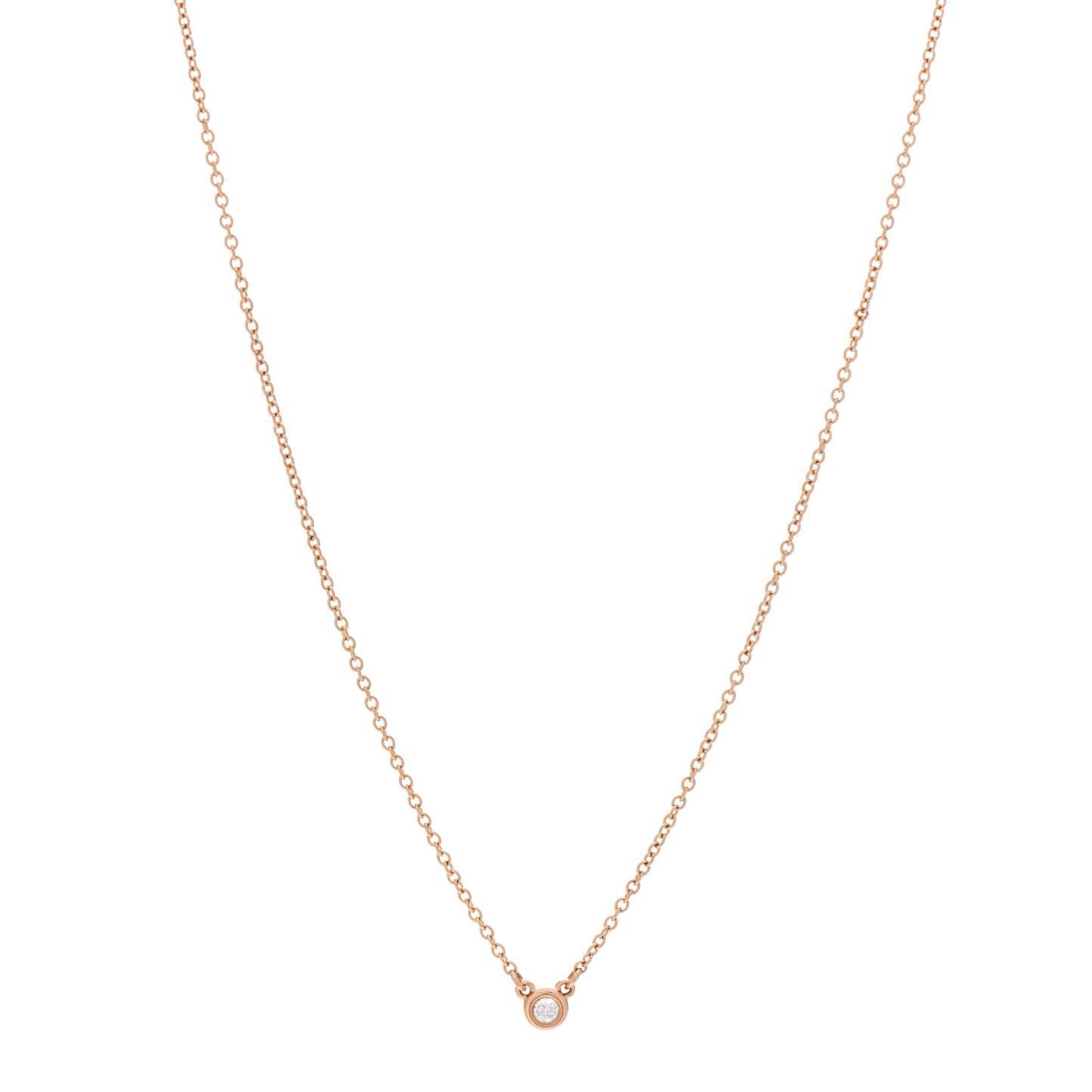 18K Rose Gold Diamond .03ct Elsa Peretti Diamonds by the Yard Pendant Necklace