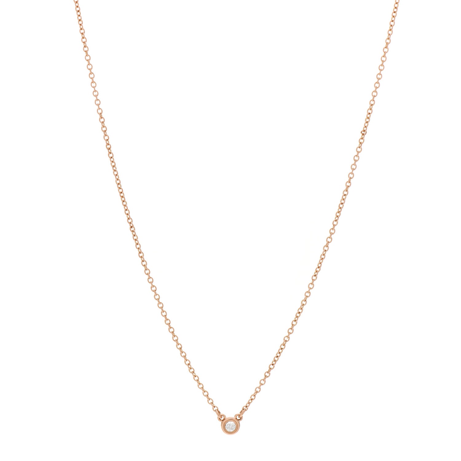 Tiffany 18K Rose Gold Diamond .03ct Elsa Peretti Diamonds by the Yard Pendant Necklace 1 of 7
